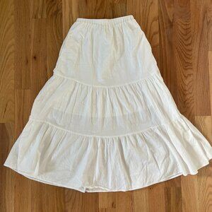 white tiered maxi midi skirt - size S